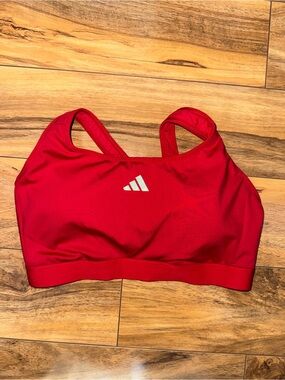 adidas Vibrant Red Scoop-Neck Sports Bra